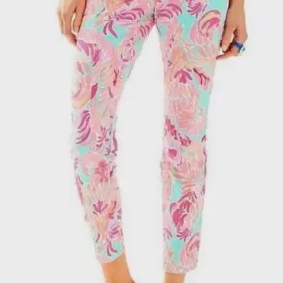 LILLY PULITZER “POOLSIDE BLUE LOVEBIRDS” KELLY SKINNY ANKLE PANTS - Picture 10 of 11